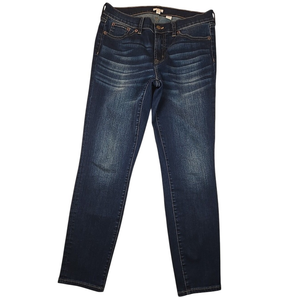 J.Crew Womens Toothpick‎ Ankle Jeans Size 28 8.5" Rise Dark Wash Blue Denim